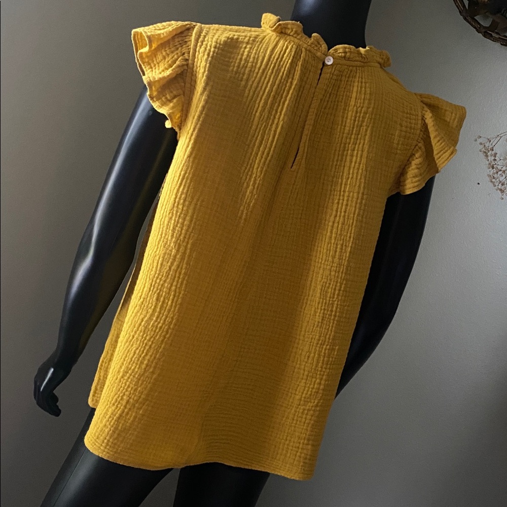 Rose & Olive Mustard Ruffled Blouse - Picture 7 of 11